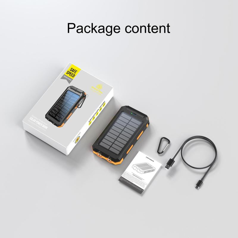 High-Capacity 10000mAh Solar Power Bank - Waterproof Dual USB Charger with LED Light for iPhone & Android