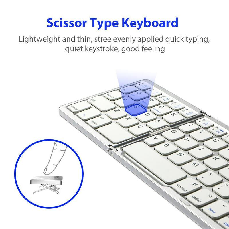 Ultra-Slim Foldable Wireless Bluetooth Keyboard - Perfect for Home & Office Use