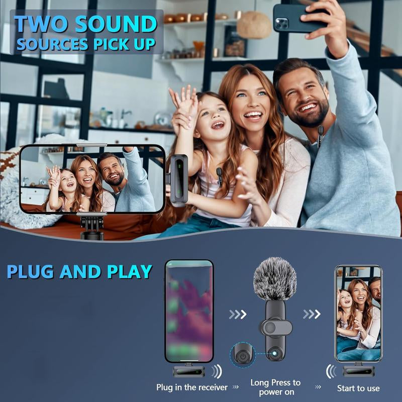 HITOZON Wireless Lavalier Microphone - Professional Plug-and-Play Lapel Mic for iPhone & Android, Perfect for Video Recording, Teaching, Interviews, Podcasts, Tiktok, YouTube, and Vlogs