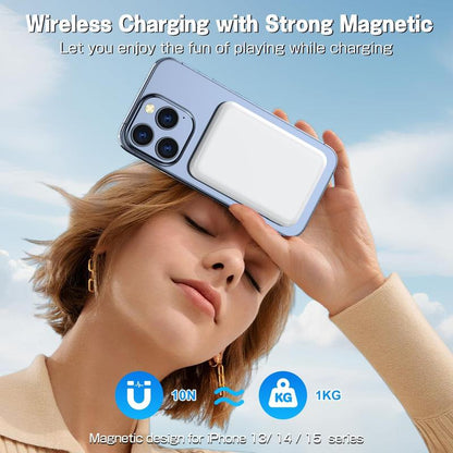 Magnetic Wireless Power Bank 5000mAh - Fast Charging Portable Charger with Type-C Cable for iPhone 16/15/14/13/12 Series