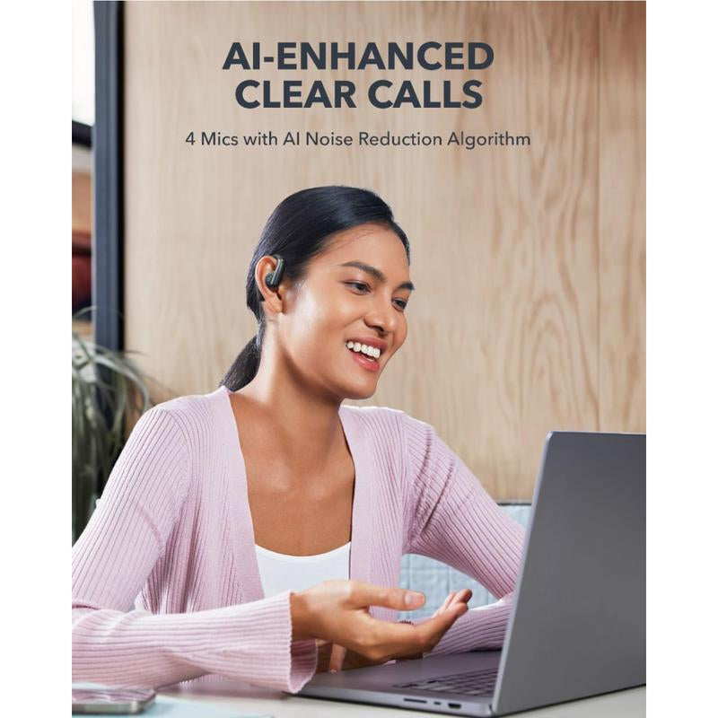 Soundcore by Anker Aerofit Open-Ear Headphones - Ultra Comfort, Snug Fit, IPX7 Waterproof, 42H Playtime, Small-Ear Friendly, App Control, Clear Calls, Wireless Earbuds - Renewed