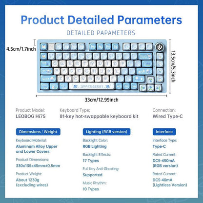 LEOBOG Hi75 Wired Mechanical Gaming Keyboard - 16 RGB Backlight, Thocky Sound, Durable Aluminum Alloy, Gasket Mount with Original Switches