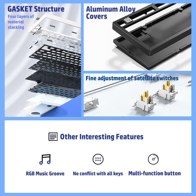 LEOBOG Hi75 Wired Mechanical Gaming Keyboard - 16 RGB Backlight, Thocky Sound, Durable Aluminum Alloy, Gasket Mount with Original Switches