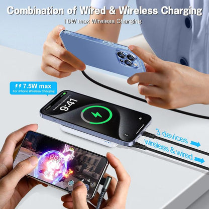 Magnetic Wireless Power Bank 5000mAh - Fast Charging Portable Charger with Type-C Cable for iPhone 16/15/14/13/12 Series